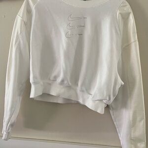 Nike Women's White Cropped Sweatshirt